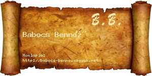 Babocs Bennó névjegykártya